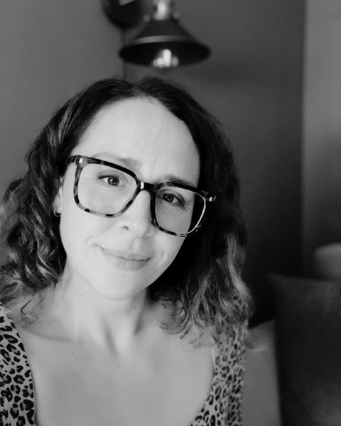 Black and white photo of Jo Griffiths. Owner and designer at With Love Interiors based in Shifnal, Shropshire.